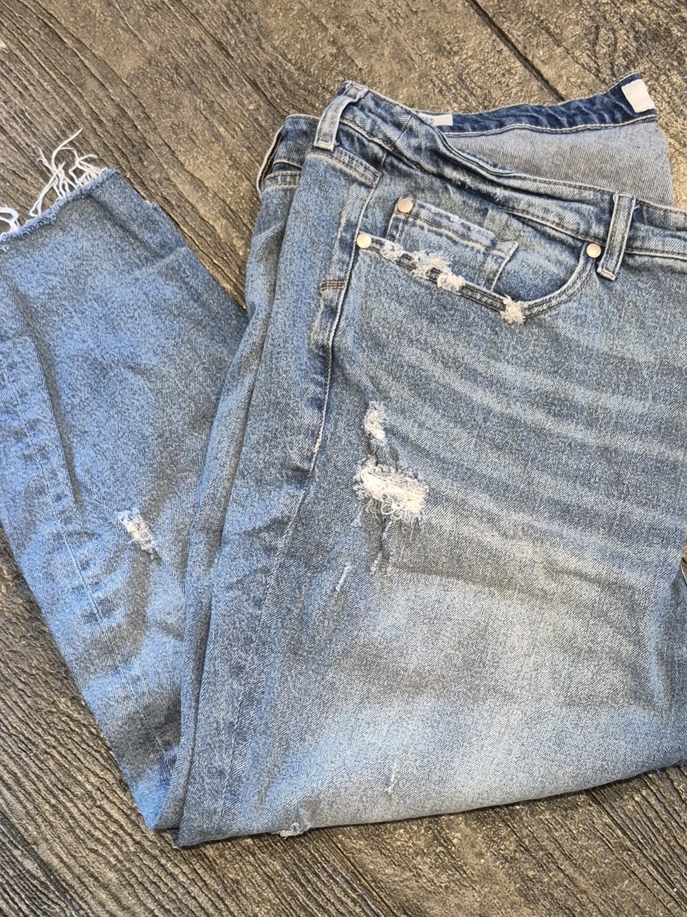 torrid Light Blue Distressed Straight-Leg Jeans